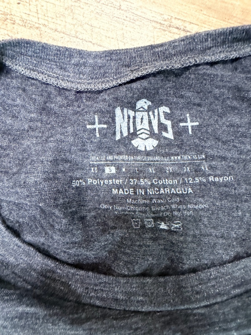 Ntvs Dark Heather Grey Graphic Tee - Logo Neck Print